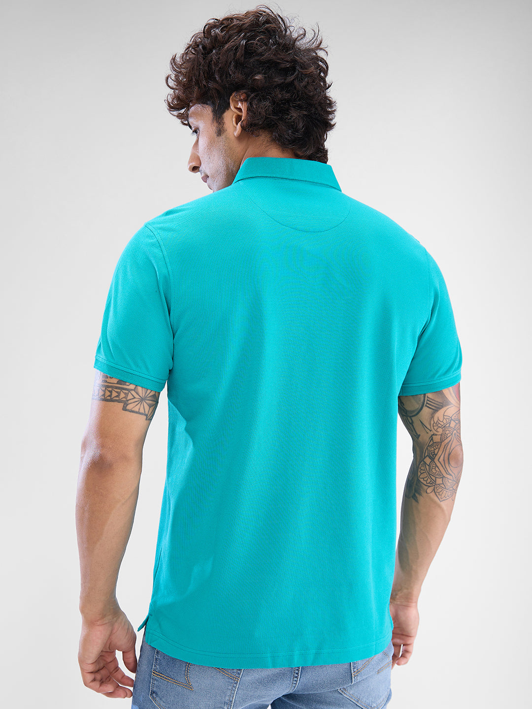 Spykar Dynasty Green Cotton Half Sleeve T-Shirt For Men