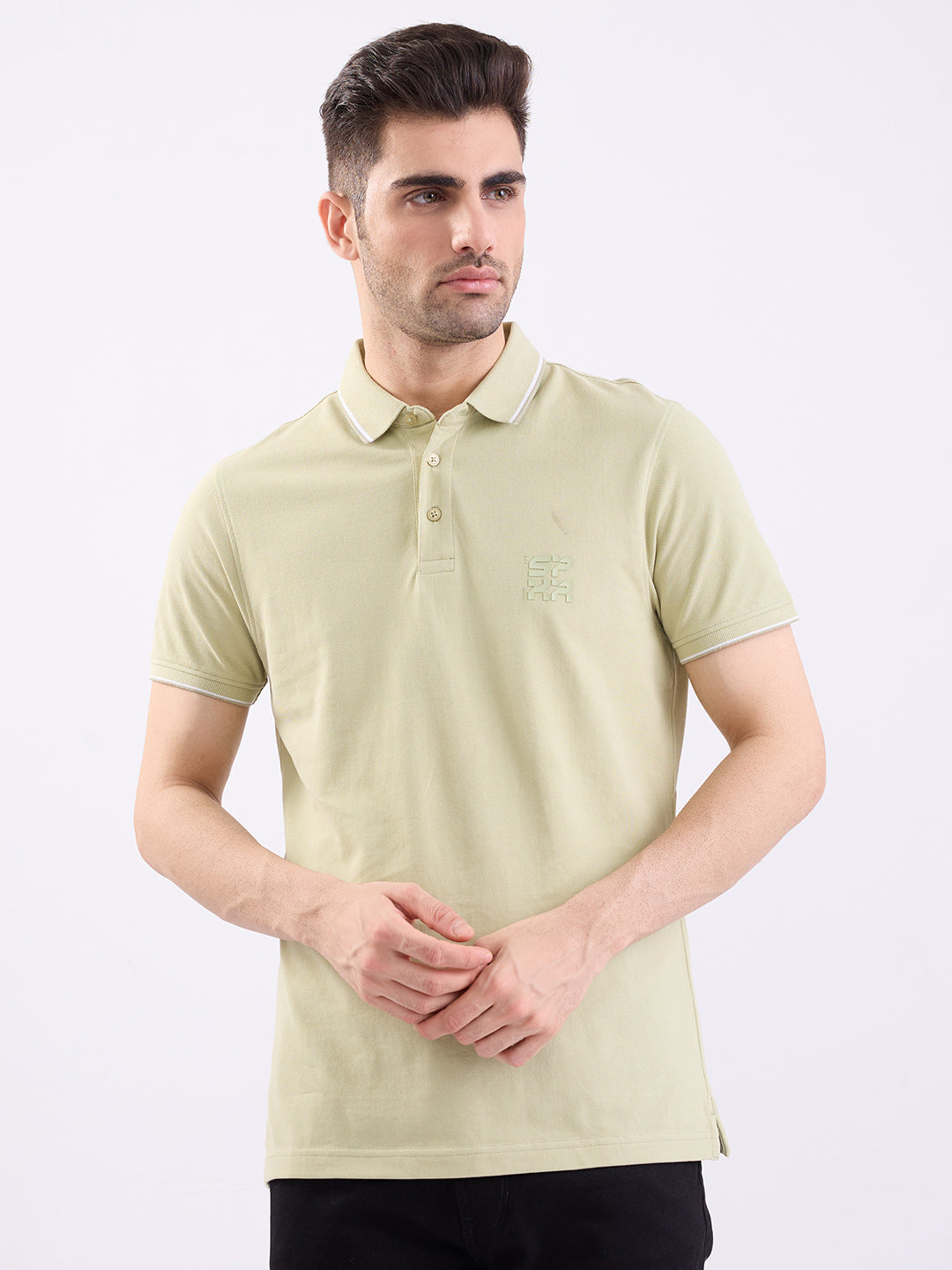 Spykar Lint Green Slim Fit Casual T-Shirt For Men