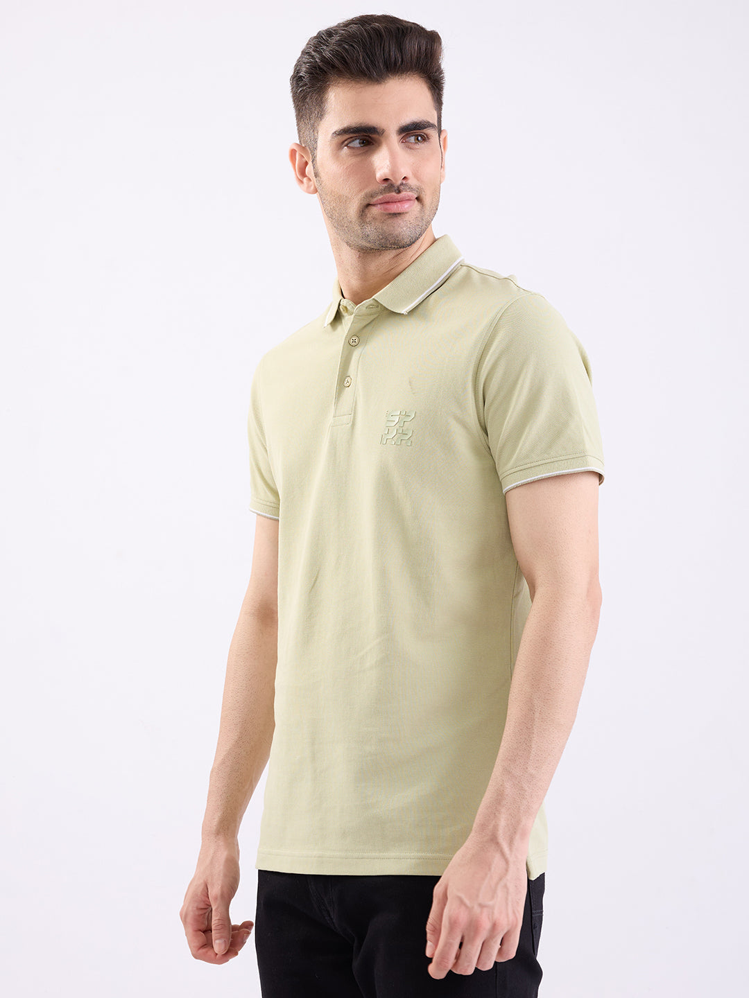 Spykar Lint Green Slim Fit Casual T-Shirt For Men