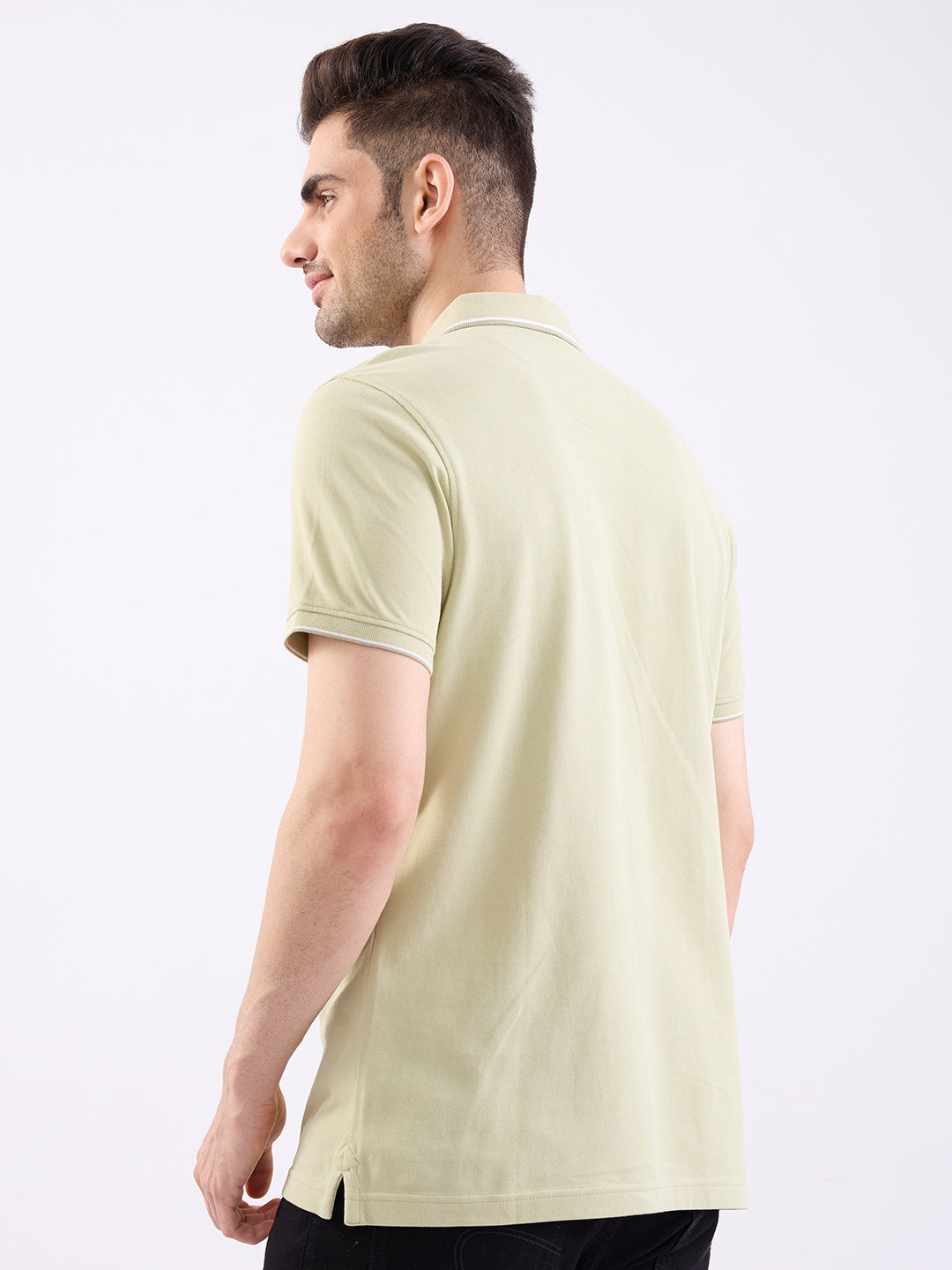 Spykar Lint Green Slim Fit Casual T-Shirt For Men