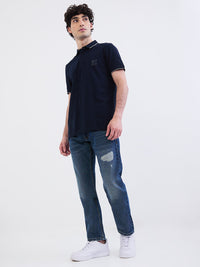 Men T-Shirt Blue Slim Fit