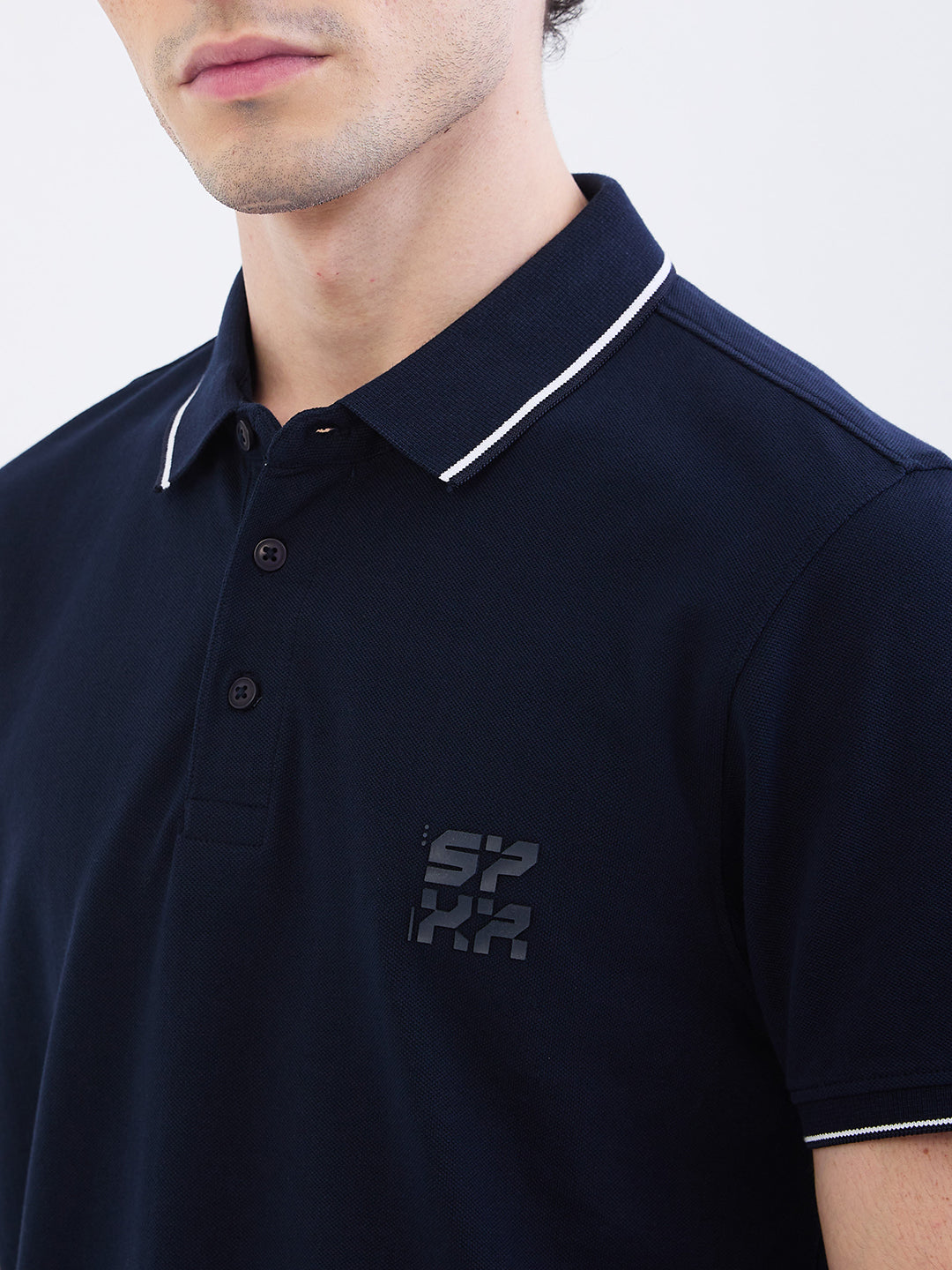 Spykar Navy Blue Slim Fit Casual T-Shirt For Men