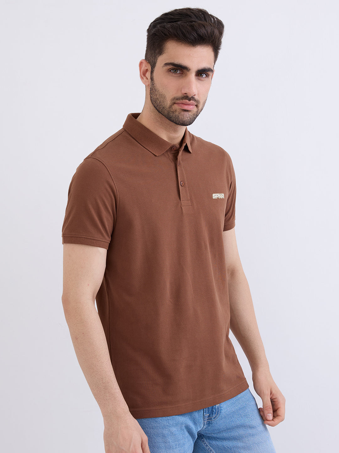 Spykar Bison Brown Slim Fit Casual T-Shirt For Men
