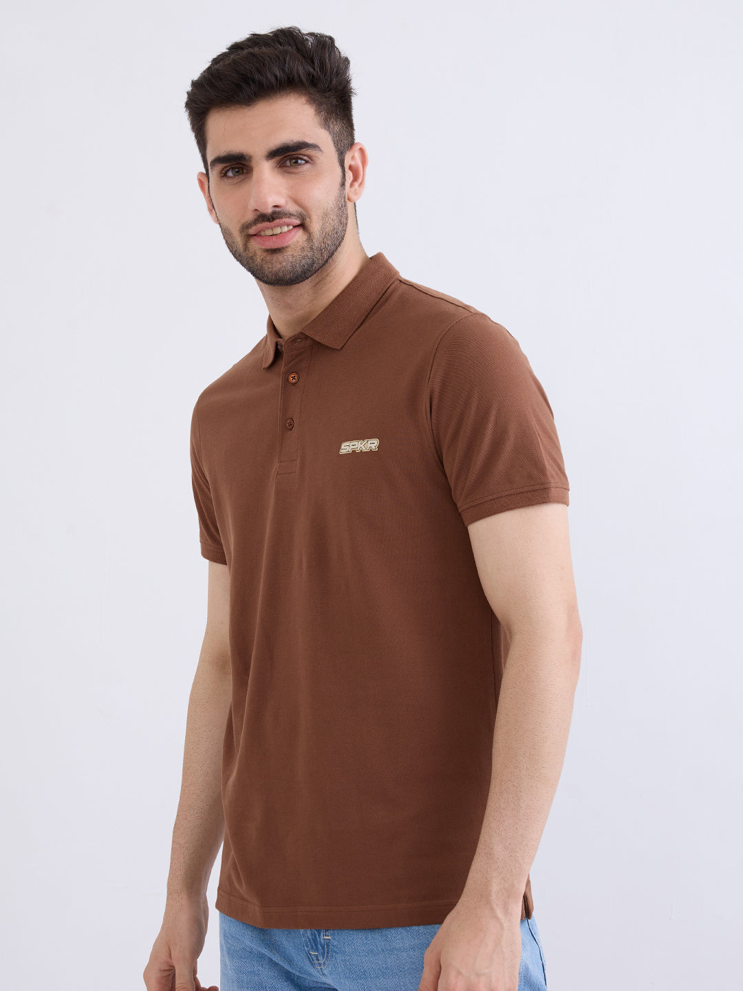 Spykar Bison Brown Slim Fit Casual T-Shirt For Men