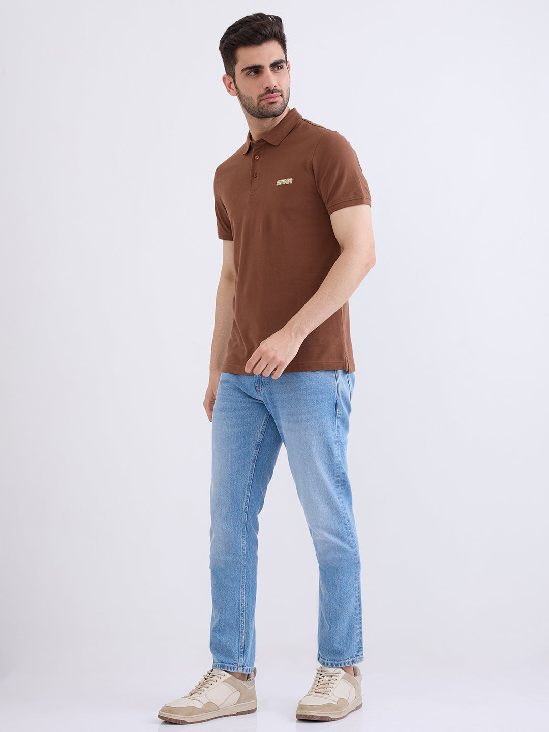 Spykar Bison Brown Slim Fit Casual T-Shirt For Men