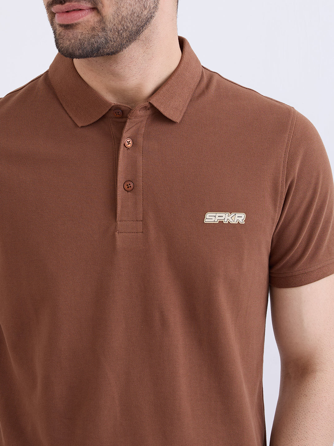 Spykar Bison Brown Slim Fit Casual T-Shirt For Men
