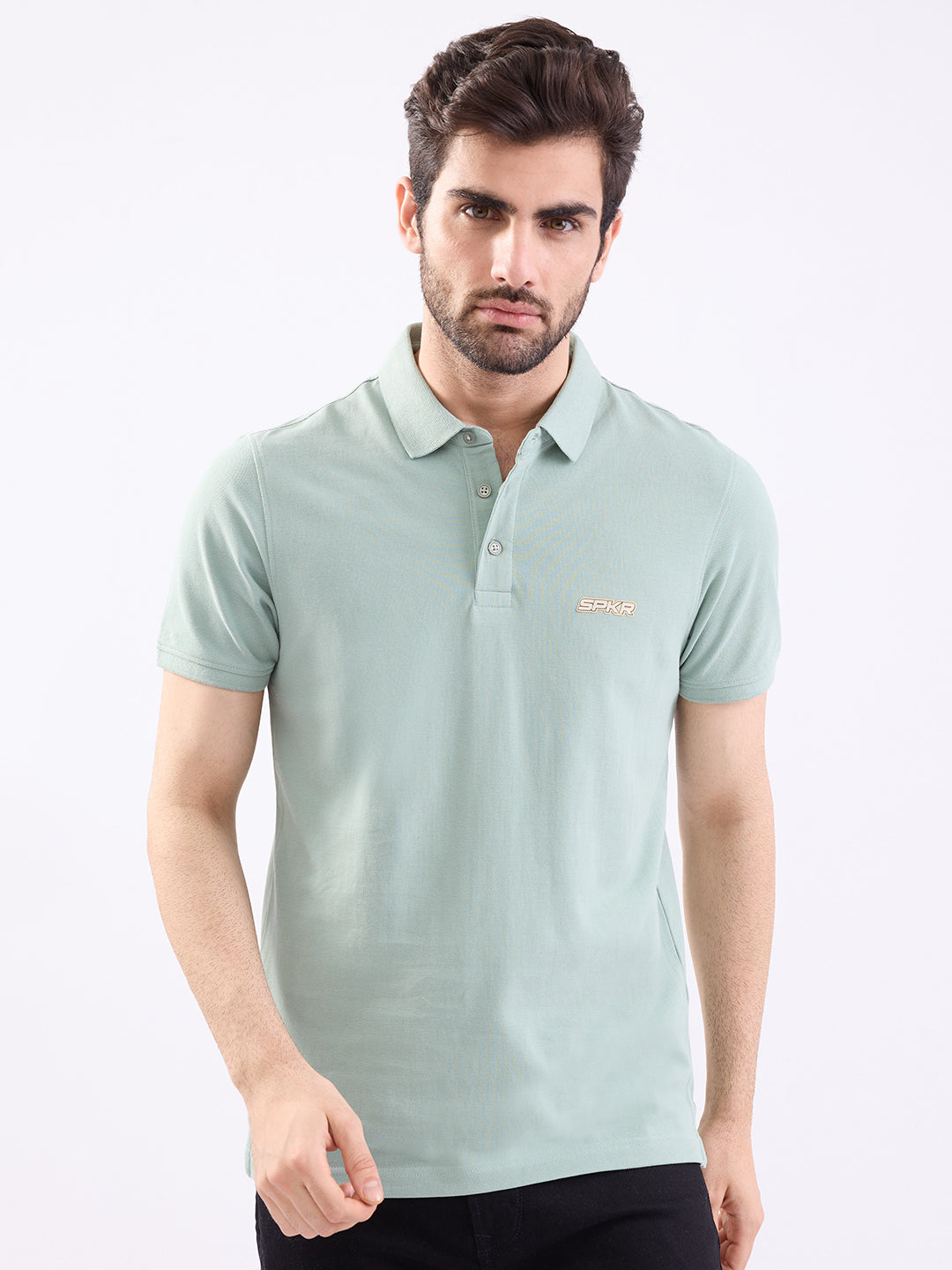 Spykar Granite Green Slim Fit Casual T-Shirt For Men