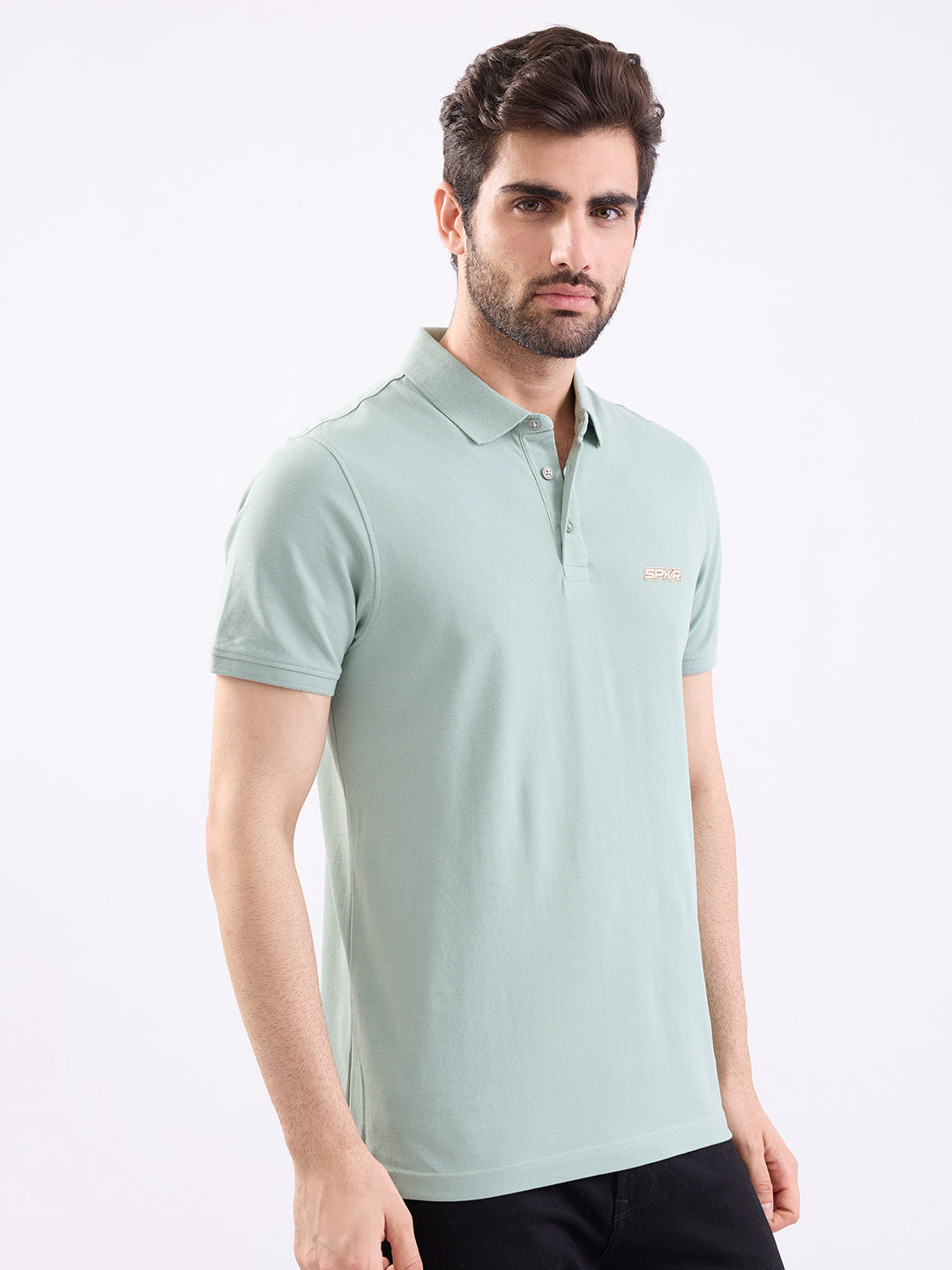 Spykar Granite Green Slim Fit Casual T-Shirt For Men