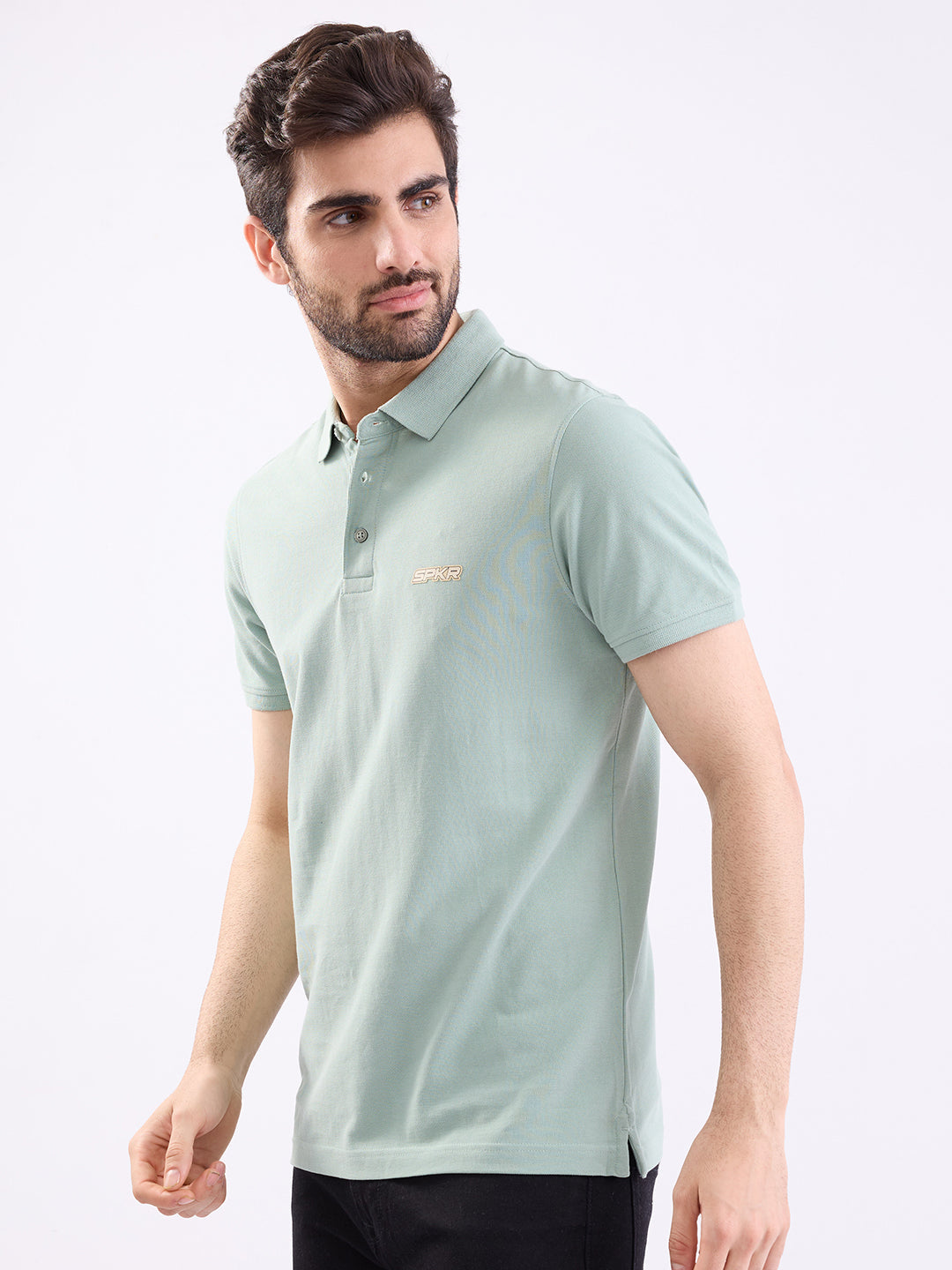 Spykar Granite Green Slim Fit Casual T-Shirt For Men