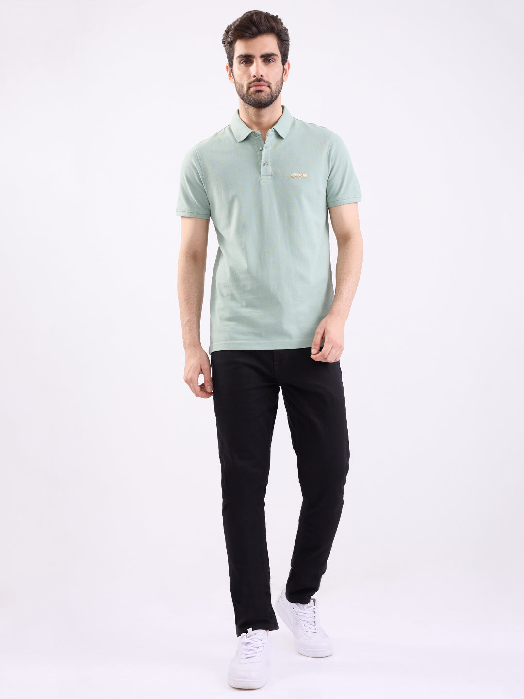 Spykar Granite Green Slim Fit Casual T-Shirt For Men