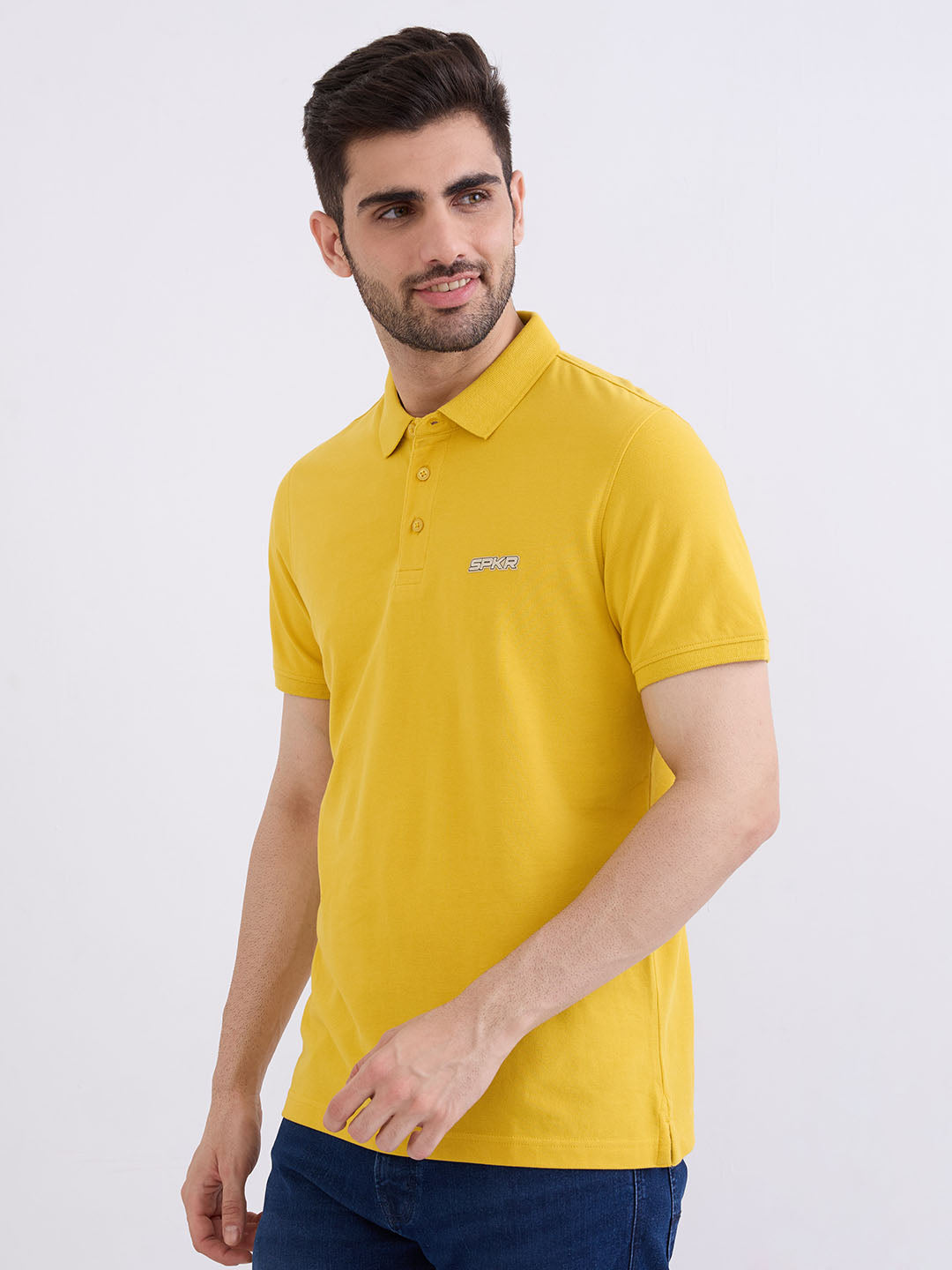 Spykar Sulphur Yellow Slim Fit Casual T-Shirt For Men