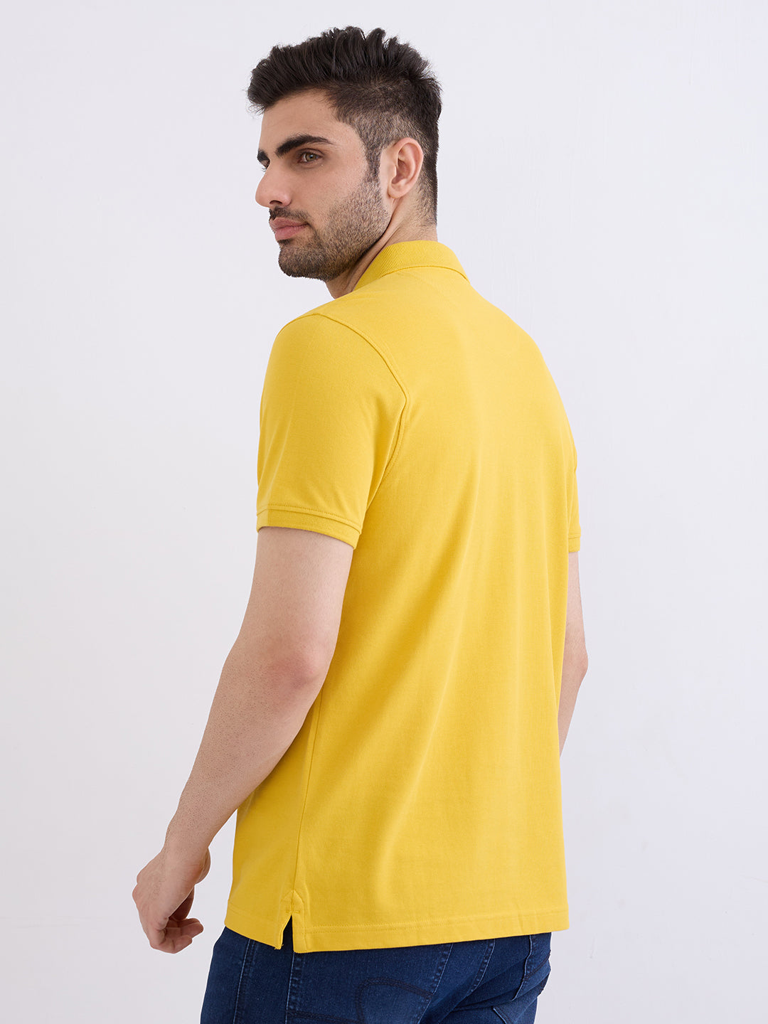 Men T-Shirt Yellow Slim Fit