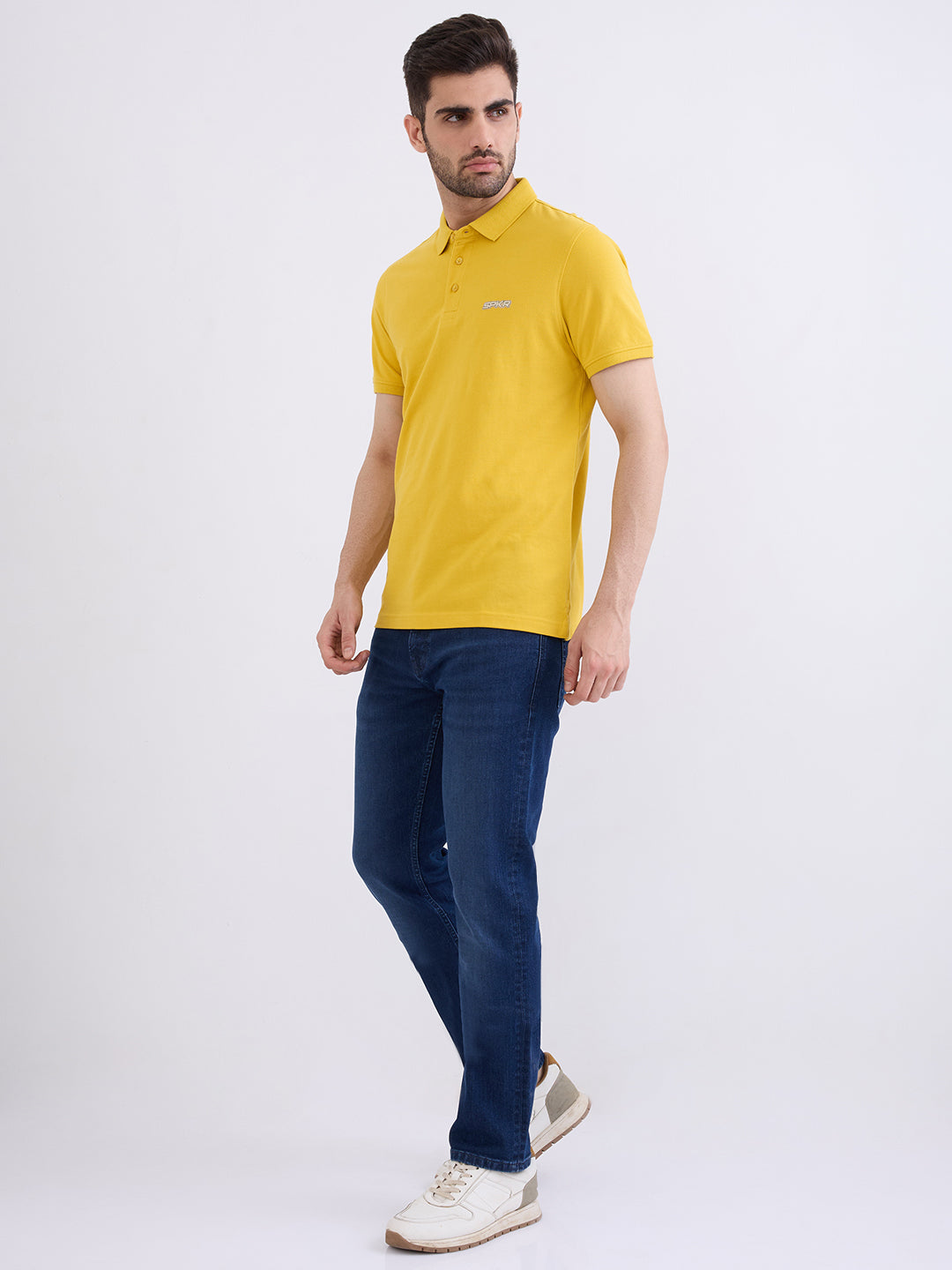Spykar Sulphur Yellow Slim Fit Casual T-Shirt For Men