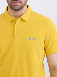 Men T-Shirt Yellow Slim Fit