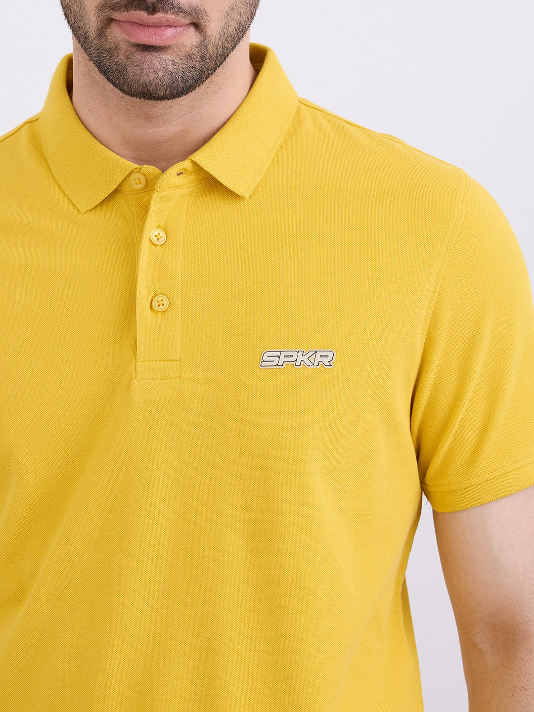 Men T-Shirt Yellow Slim Fit