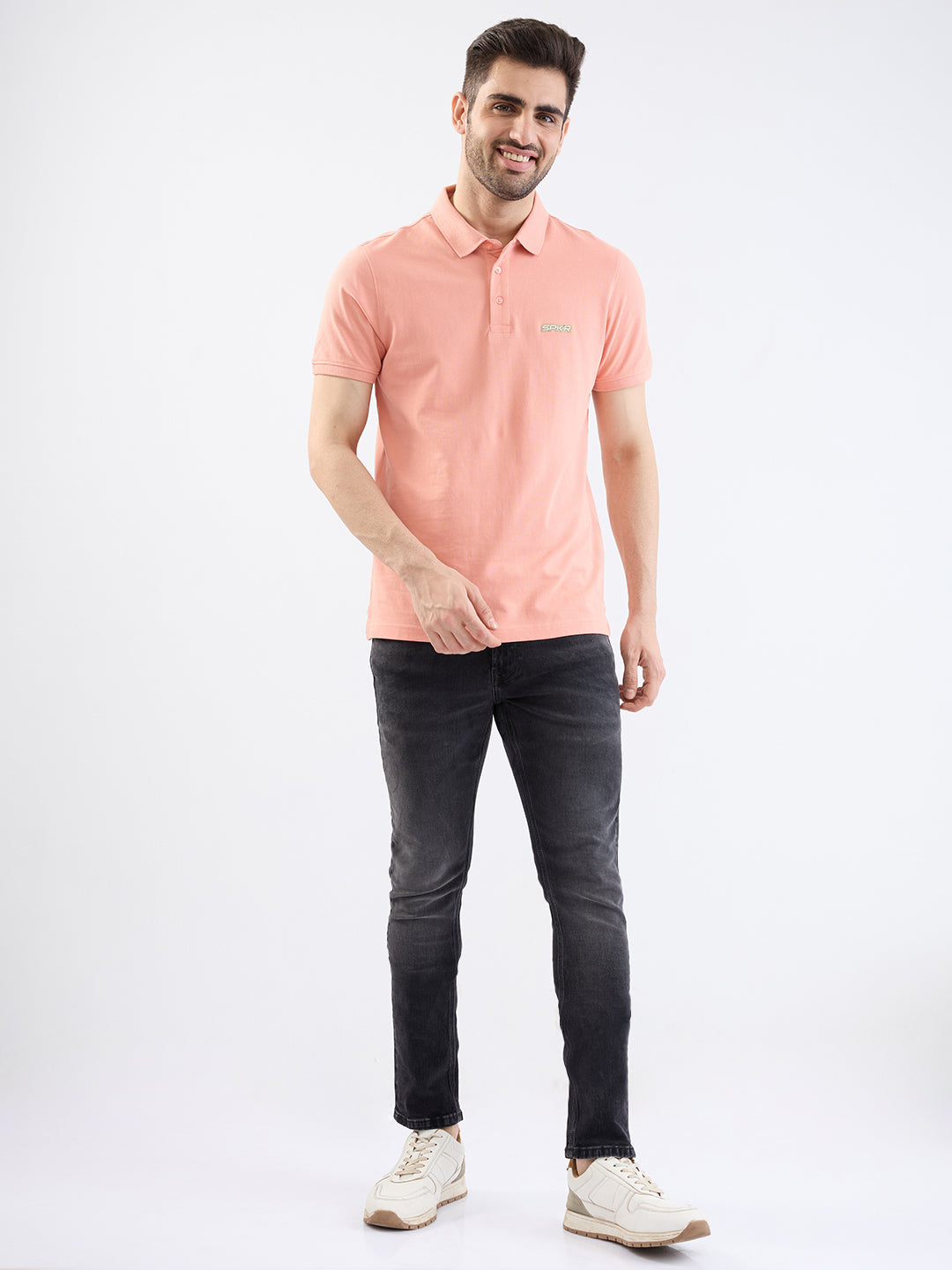 Spykar Tropical Pink Slim Fit Casual T-Shirt For Men