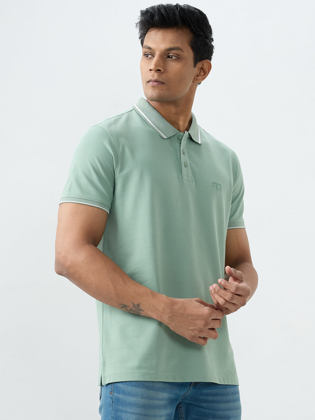 Men T-Shirt Green Slim Fit