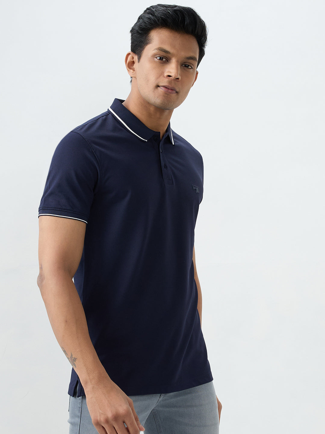 Men T-Shirt Blue Slim Fit