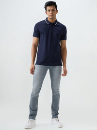 Men T-Shirt Blue Slim Fit