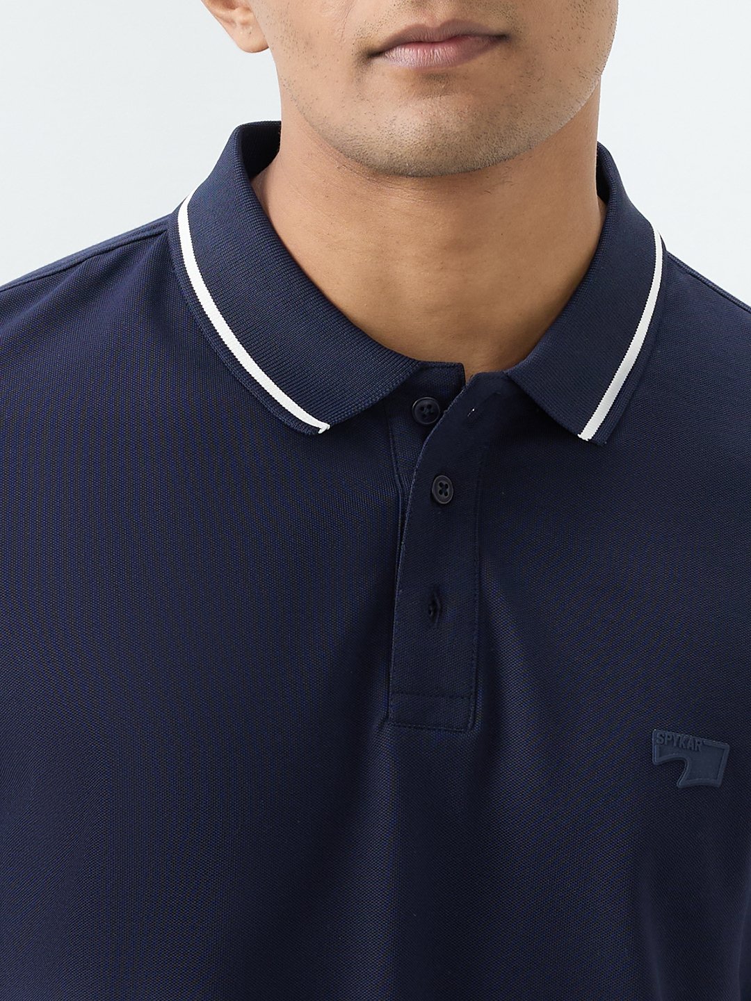 Spykar Navy Blue Slim Fit T-Shirts For Men