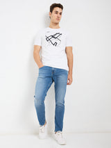 Men T-Shirt Solid White Slim Fit
