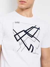Men T-Shirt Solid White Slim Fit