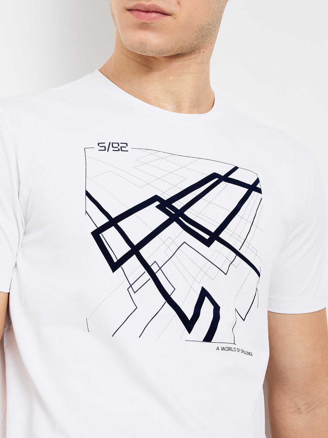 Men T-Shirt Solid White Slim Fit