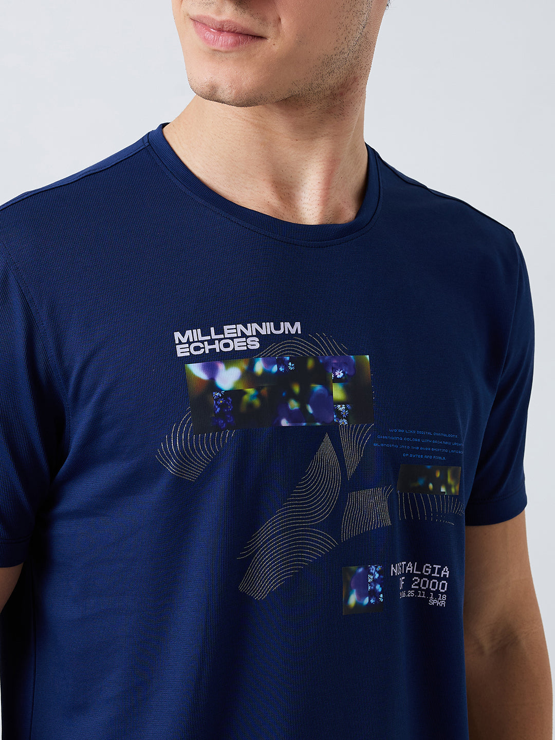 Spykar Blue Slim Fit Solid Half Sleeve T-Shirt For Men