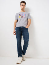Men T-Shirt Grey Solid Slim Fit