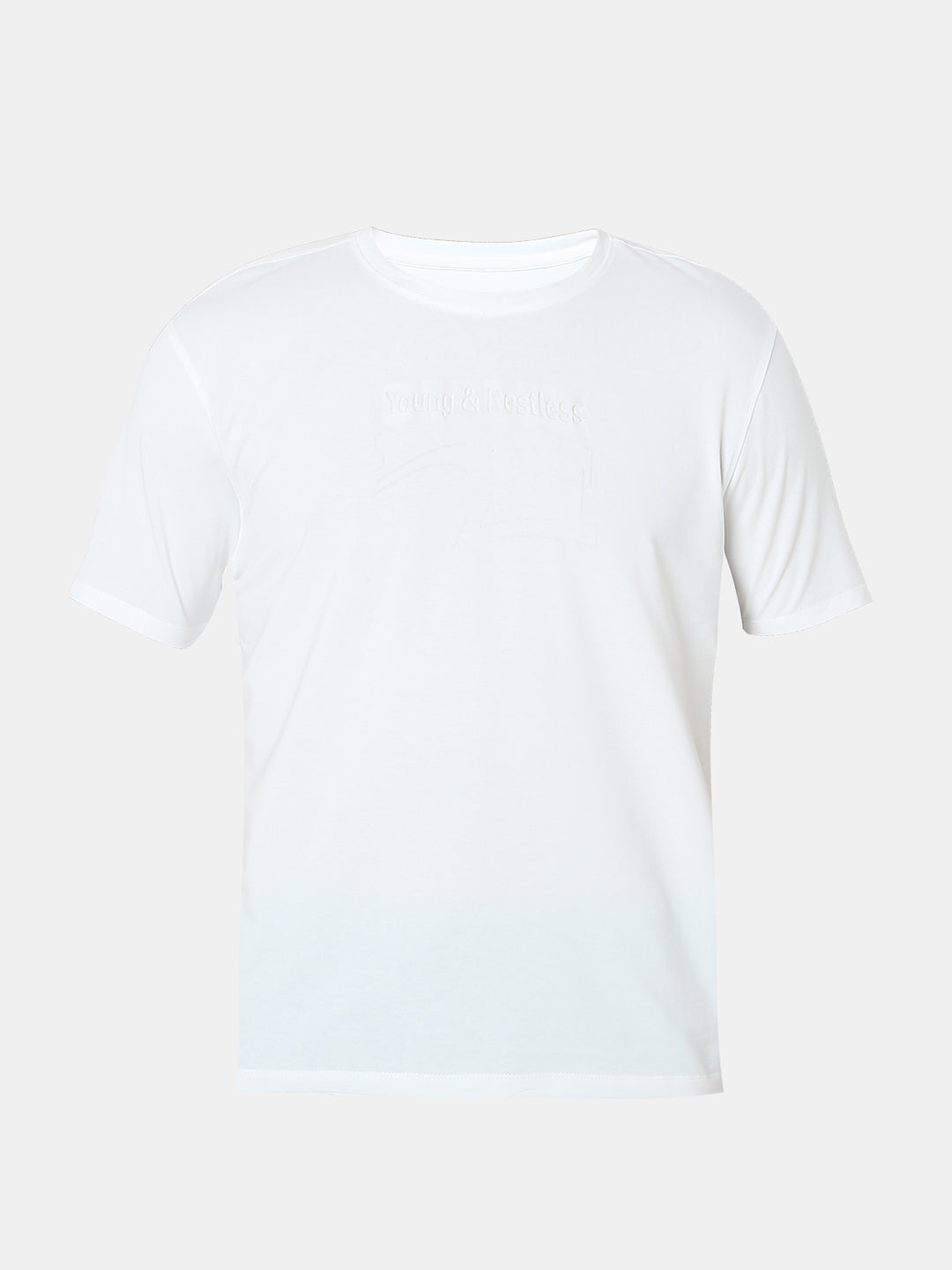 Spykar White Slim Fit Solid Half Sleeve T-Shirt For Men