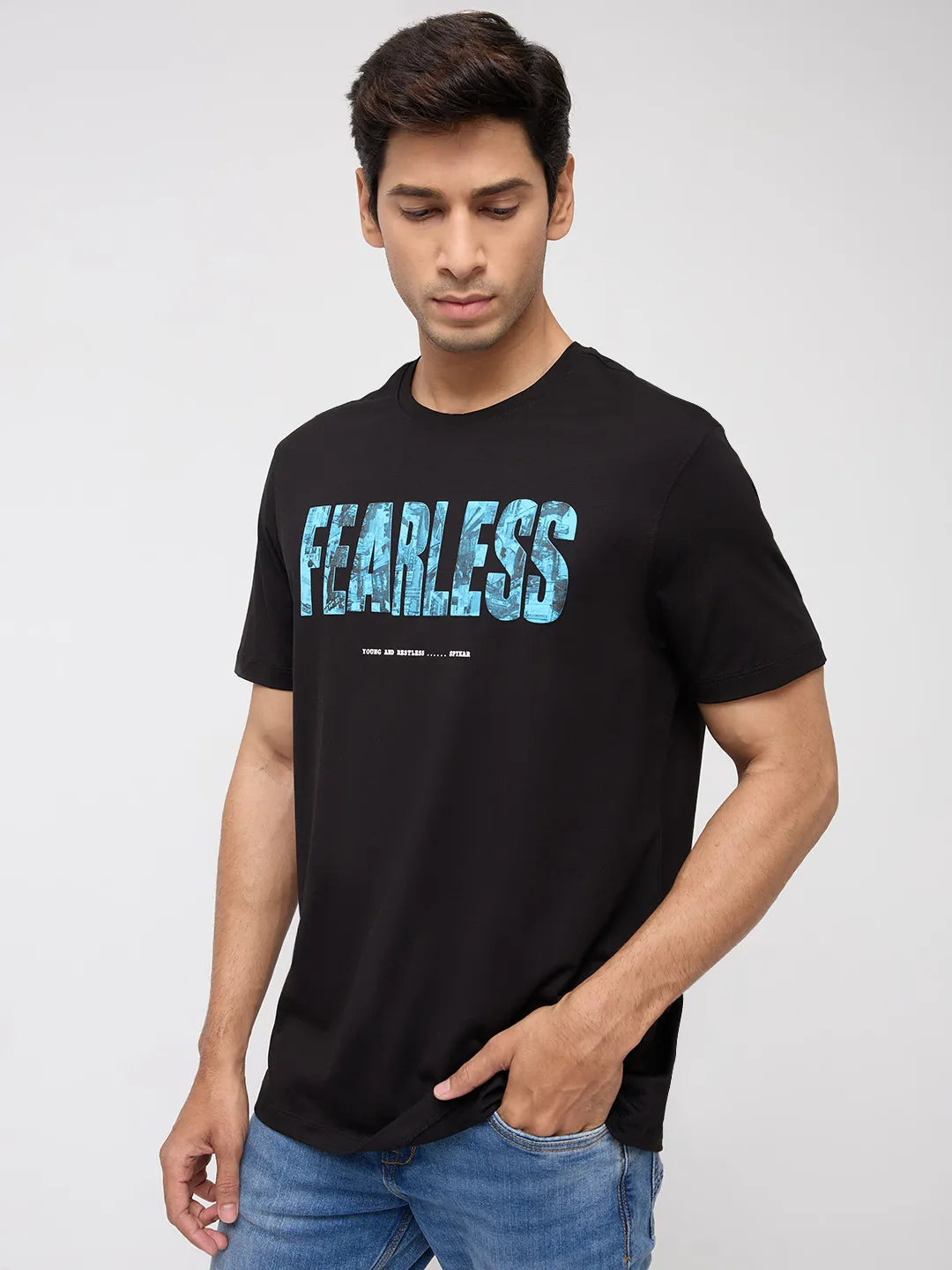 Men T-Shirt Graphic Black Regular Fit