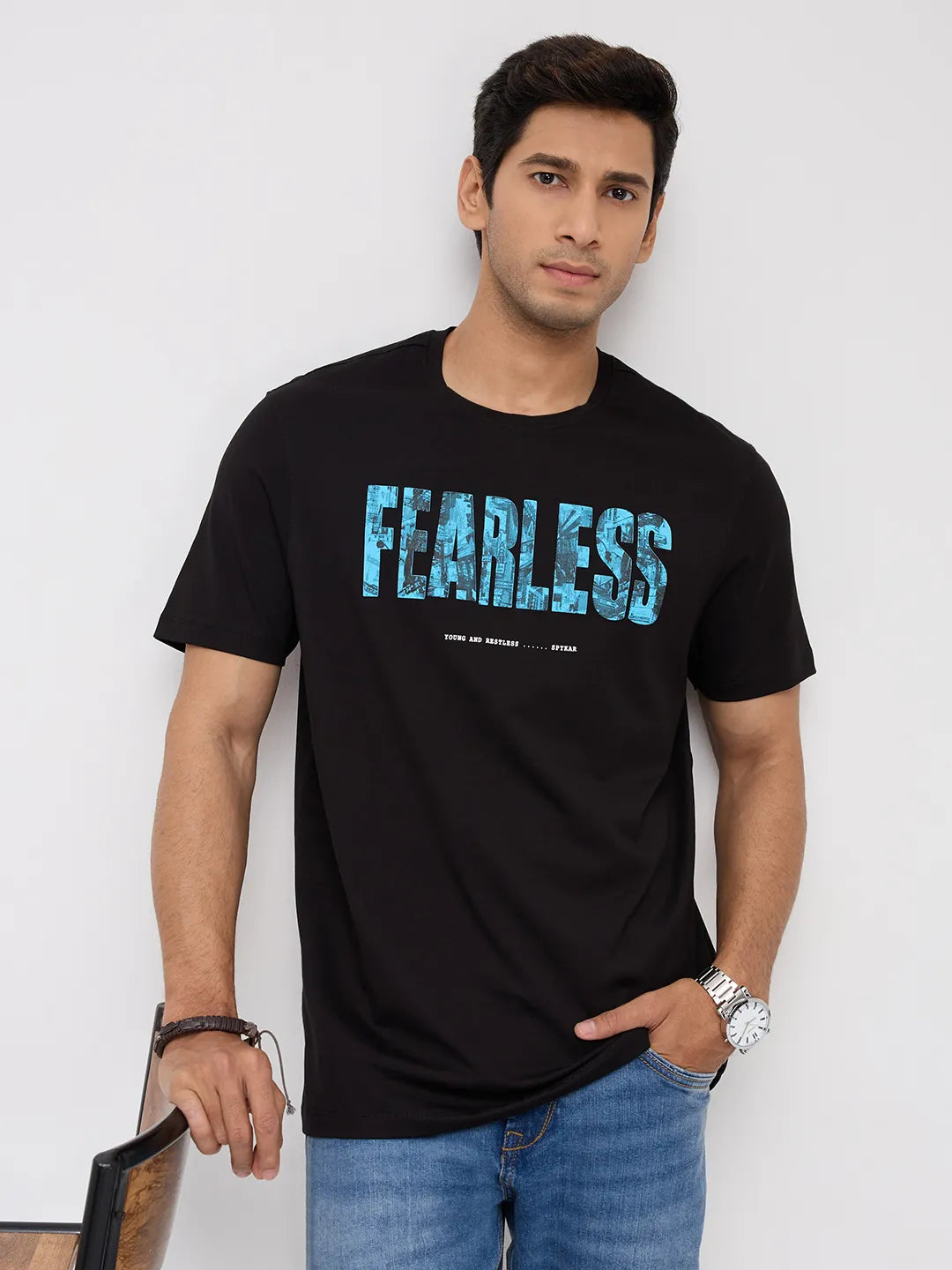 Men T-Shirt Graphic Black Regular Fit