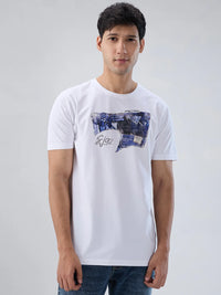 Men T-Shirt Graphic White Regular Fit
