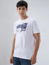 Men T-Shirt Graphic White Regular Fit