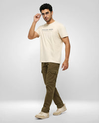Men T-Shirt Graphic Beige Regular Fit