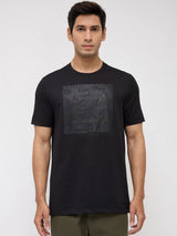 Men T-Shirt Textured Textured Black Regular Fit