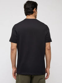 Men T-Shirt Textured Textured Black Regular Fit