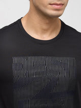 Men T-Shirt Textured Textured Black Regular Fit