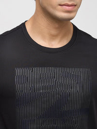 Men T-Shirt Textured Textured Black Regular Fit