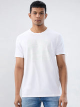 Men T-Shirt Textured White Regular Fit