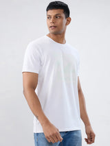 Men T-Shirt Textured White Regular Fit