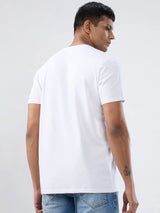 Men T-Shirt Textured White Regular Fit