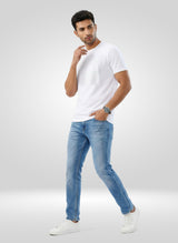 Men T-Shirt Textured White Regular Fit
