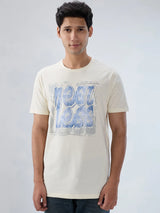 Men T-Shirt Graphic Off White Regular Fit