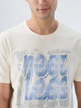 Men T-Shirt Graphic Off White Regular Fit