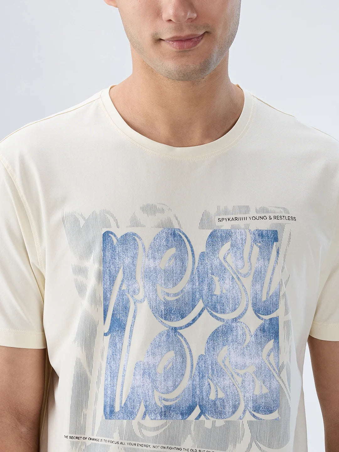 Men T-Shirt Graphic Off White Regular Fit