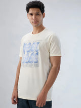 Men T-Shirt Graphic Off White Regular Fit