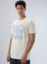 Men T-Shirt Graphic Off White Regular Fit
