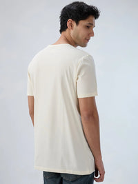 Men T-Shirt Graphic Off White Regular Fit