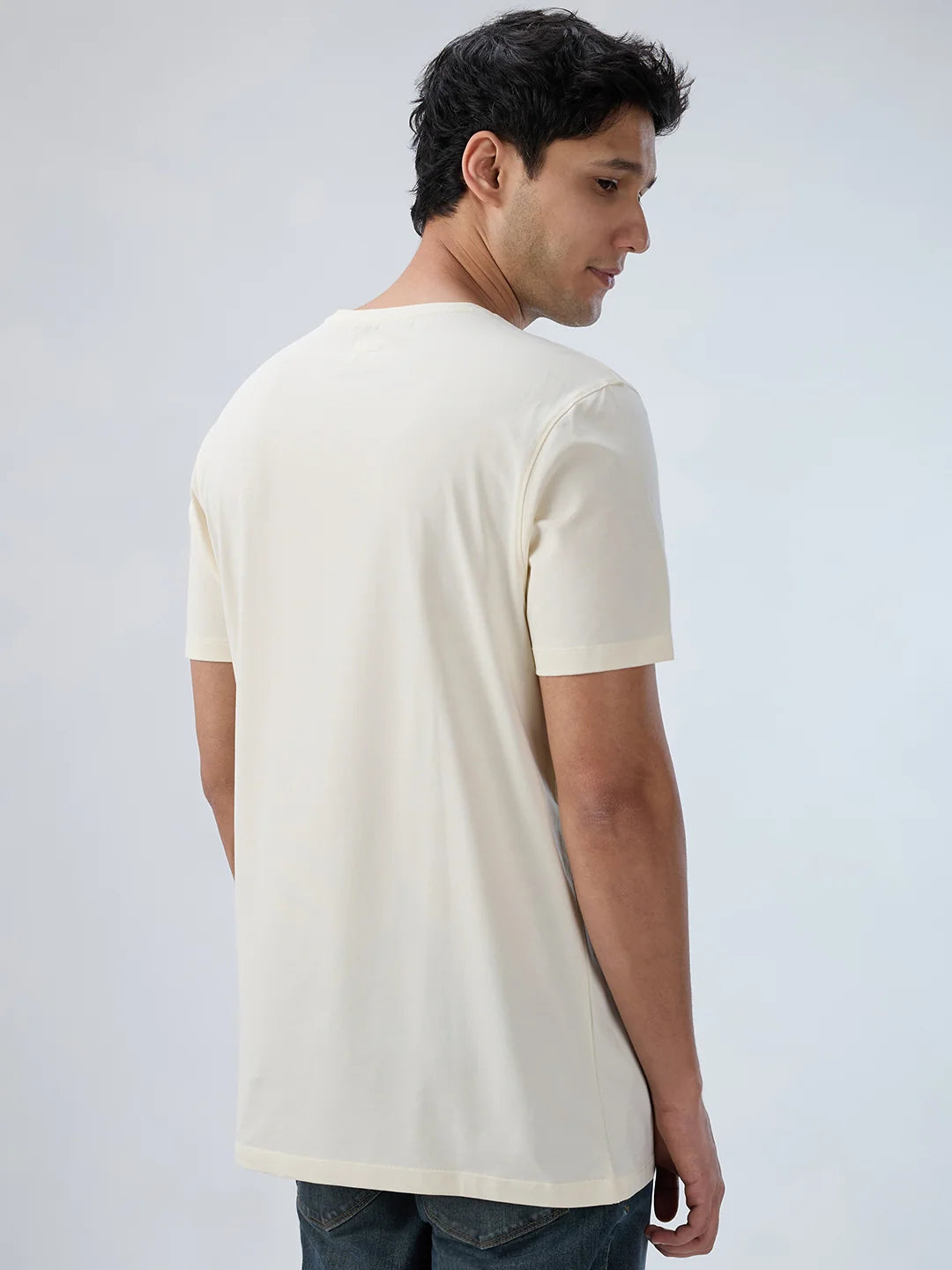 Men T-Shirt Graphic Off White Regular Fit